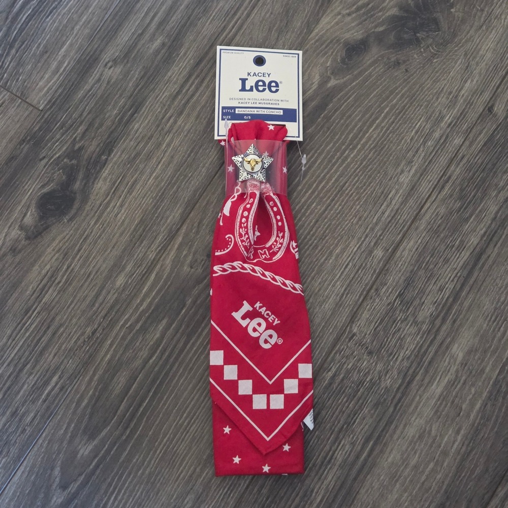 Lee x Kacey Musgraves Bandana with Concho Unisex Cotton Red Navy Western Cowgirl - Picture 4 of 15